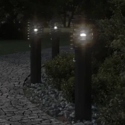 Luminaires-vidaXL Lampadaire d'extérieur avec capteur 60 cm acier inoxydable Noir
