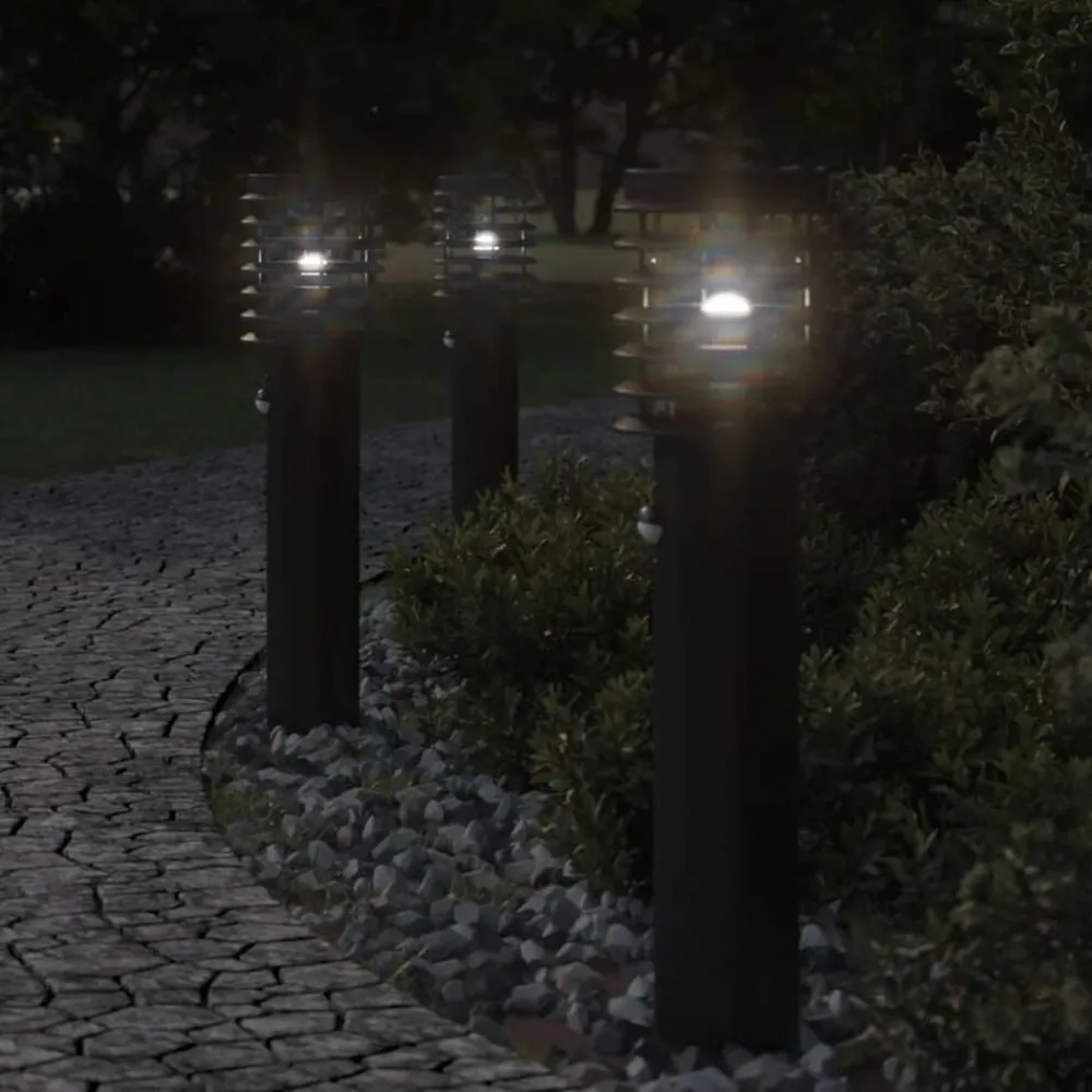Luminaires-vidaXL Lampadaire d'extérieur avec capteur 60 cm acier inoxydable Noir