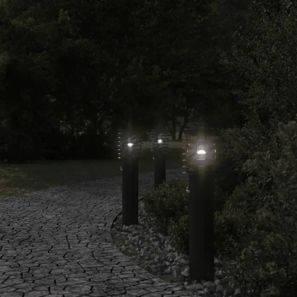 Luminaires-vidaXL Lampadaire d'extérieur avec capteur 60 cm acier inoxydable Noir