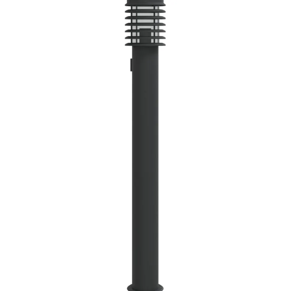 Luminaires-vidaXL Lampadaire d'extérieur avec sortie 110 cm acier inoxydable Noir