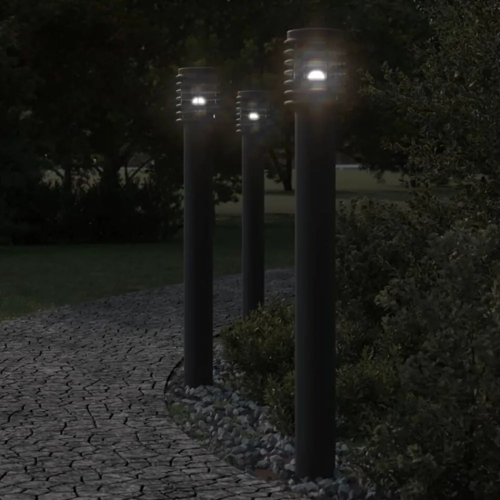 Luminaires-vidaXL Lampadaire d'extérieur avec sortie 110 cm acier inoxydable Noir