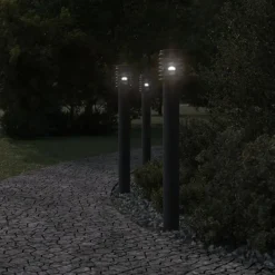 Luminaires-vidaXL Lampadaire d'extérieur avec sortie 110 cm acier inoxydable Noir