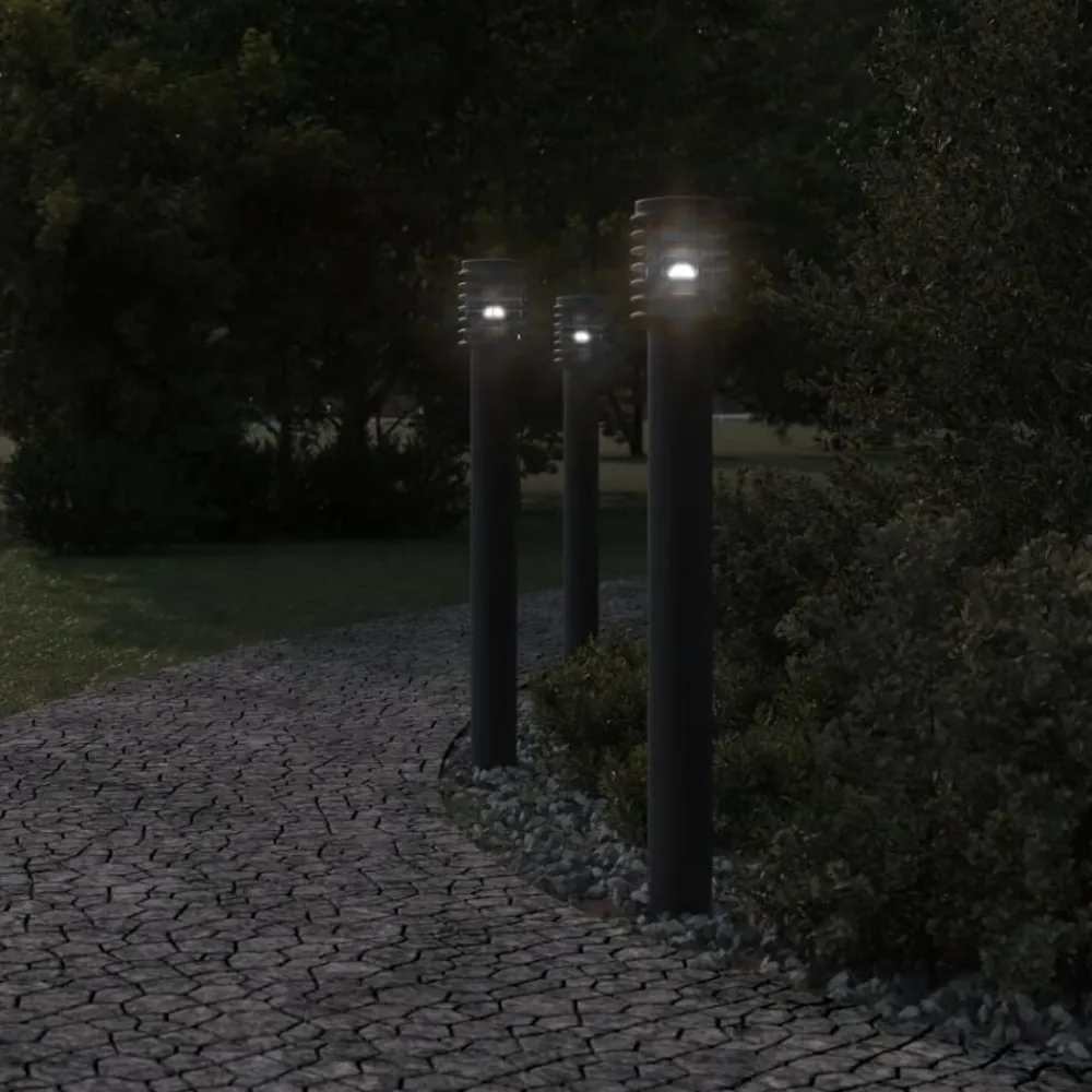 Luminaires-vidaXL Lampadaire d'extérieur avec sortie 110 cm acier inoxydable Noir