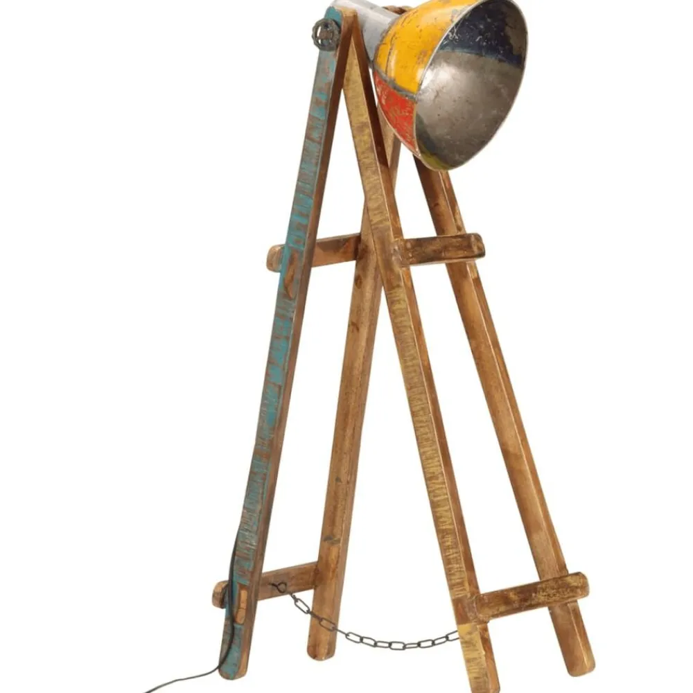 Luminaires-vidaXL Lampadaire E27 bois massif de manguier Multicolore