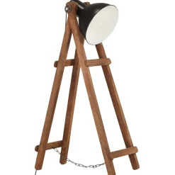 Luminaires-vidaXL Lampadaire E27 Bois de manguier massif Noir