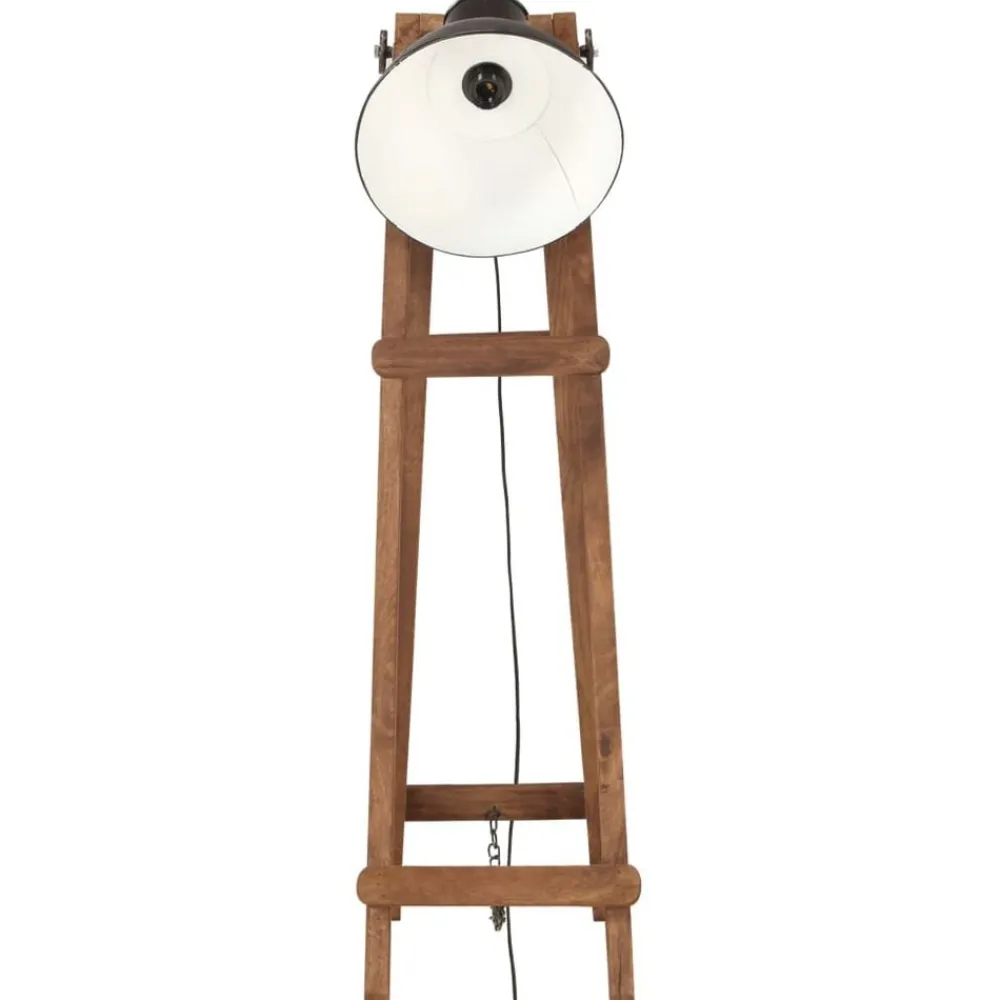 Luminaires-vidaXL Lampadaire E27 Bois de manguier massif Noir