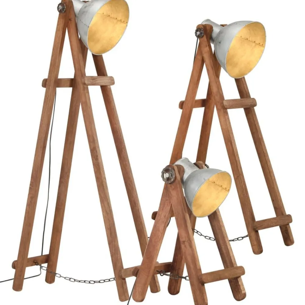 vidaXL Lampadaires 3 pcs é E27 Bois de manguier massif