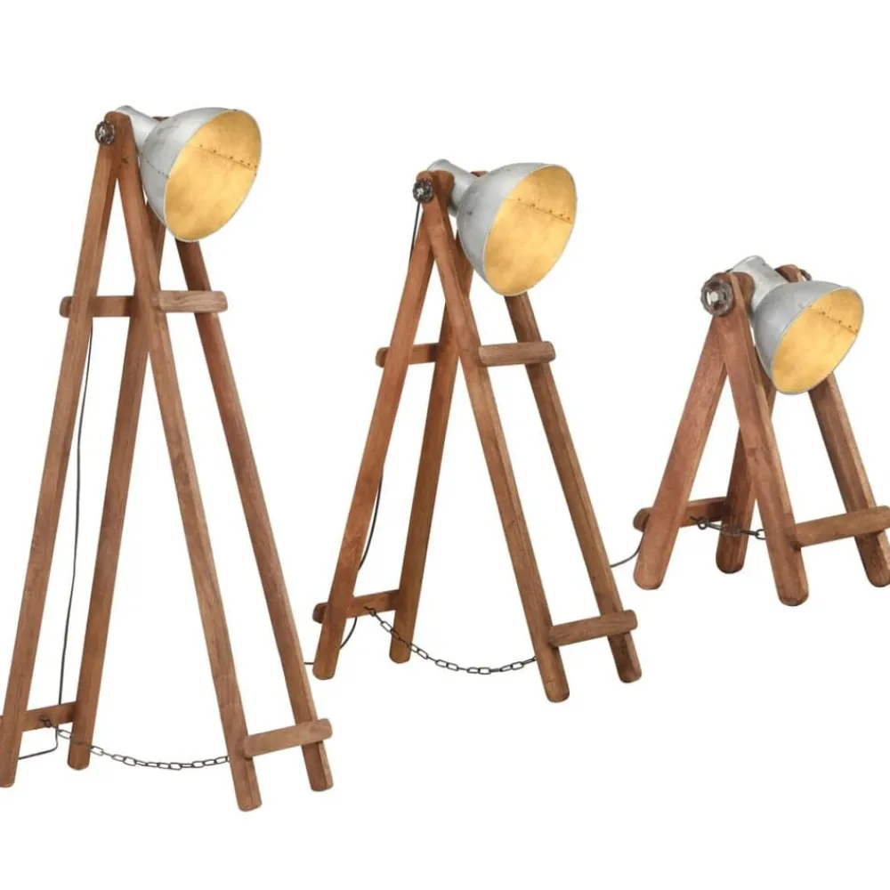 vidaXL Lampadaires 3 pcs é E27 Bois de manguier massif