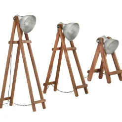 vidaXL Lampadaires 3 pcs é E27 Bois de manguier massif