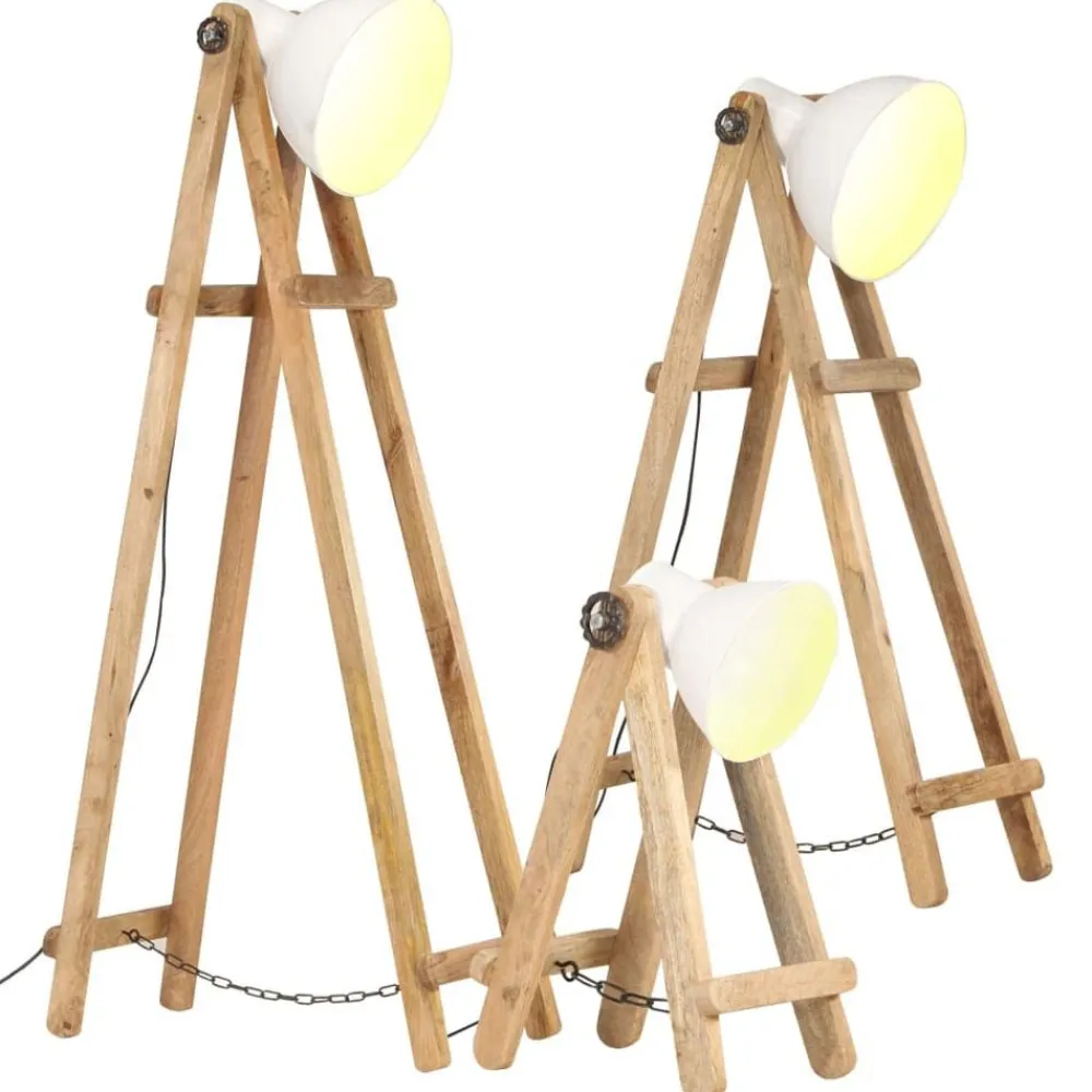 vidaXL Lampadaires 3 pcs E27 Bois de manguier massif