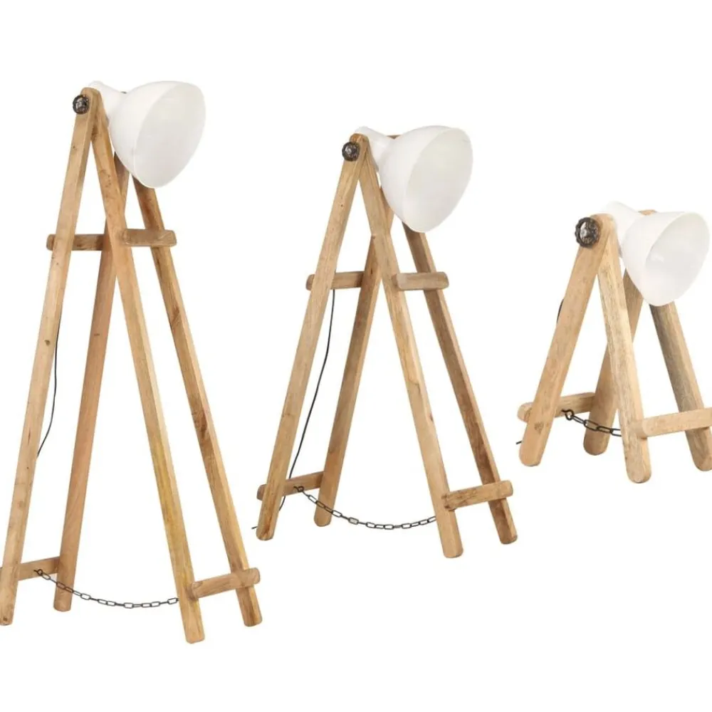 vidaXL Lampadaires 3 pcs E27 Bois de manguier massif