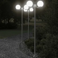 vidaXL Lampadaires d'extérieur 3 pcs argenté 215 cm acier inoxydable