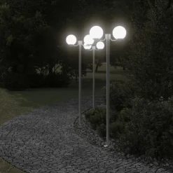 vidaXL Lampadaires d'extérieur 3 pcs argenté 215 cm acier inoxydable