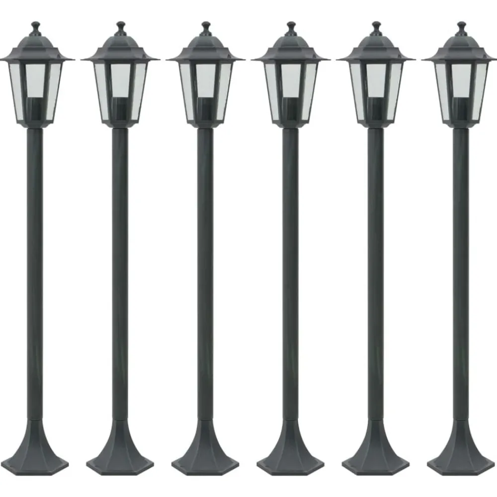 Luminaires-vidaXL Lampe de jardin à piquet 6 pcs E27 110 cm Aluminium Vert foncé