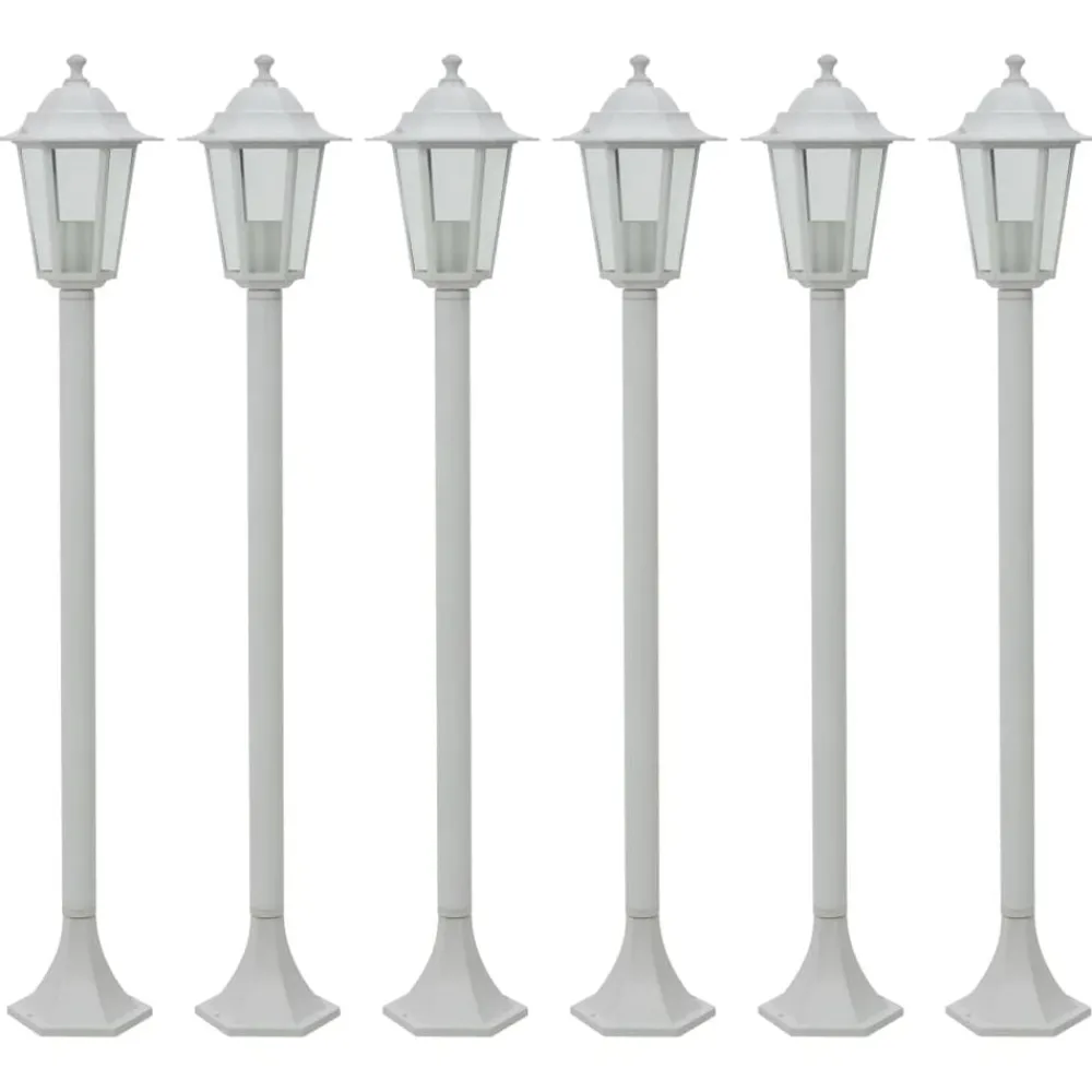 Luminaires-vidaXL Lampe de jardin à piquet 6 pcs E27 110 cm Aluminium Blanc