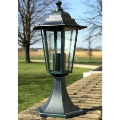 Luminaires-vidaXL Lampe de jardin Vert foncé/Noir Aluminium