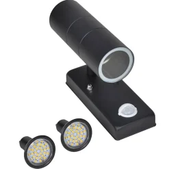 Luminaires-vidaXL Lampe murale à LED avec capteur Inox Forme cylindrique Noir