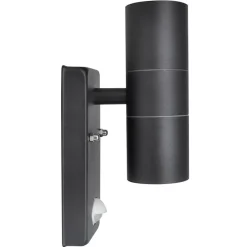 Luminaires-vidaXL Lampe murale à LED avec capteur Inox Forme cylindrique Noir