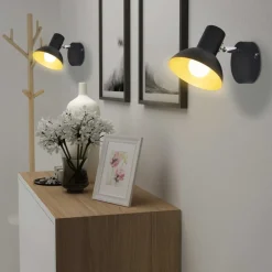 vidaXL Lampe murale 2 pcs pour 2 ampoules E27 Noir et doré