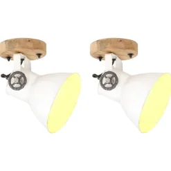 Luminaires-vidaXL Lampe murale industrielle/de plafond 2 pcs 20x25 cm E27 Blanc