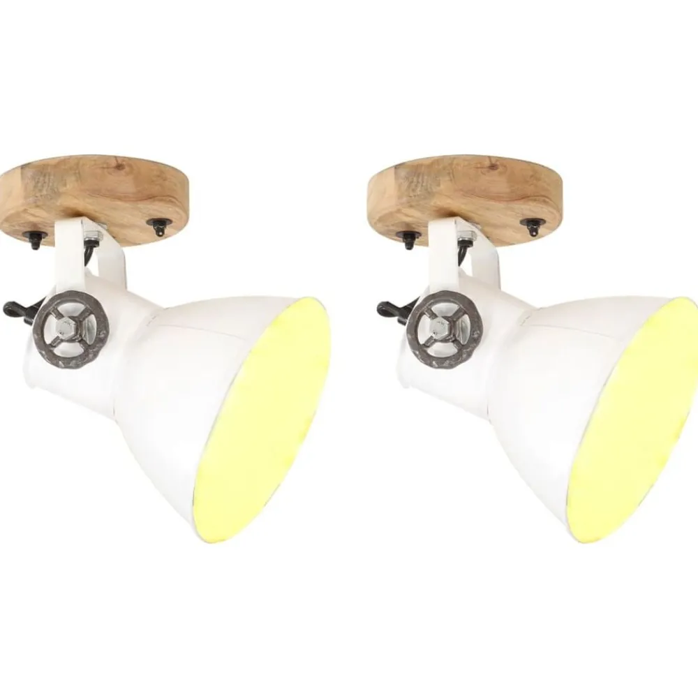 Luminaires-vidaXL Lampe murale industrielle/de plafond 2 pcs 20x25 cm E27 Blanc