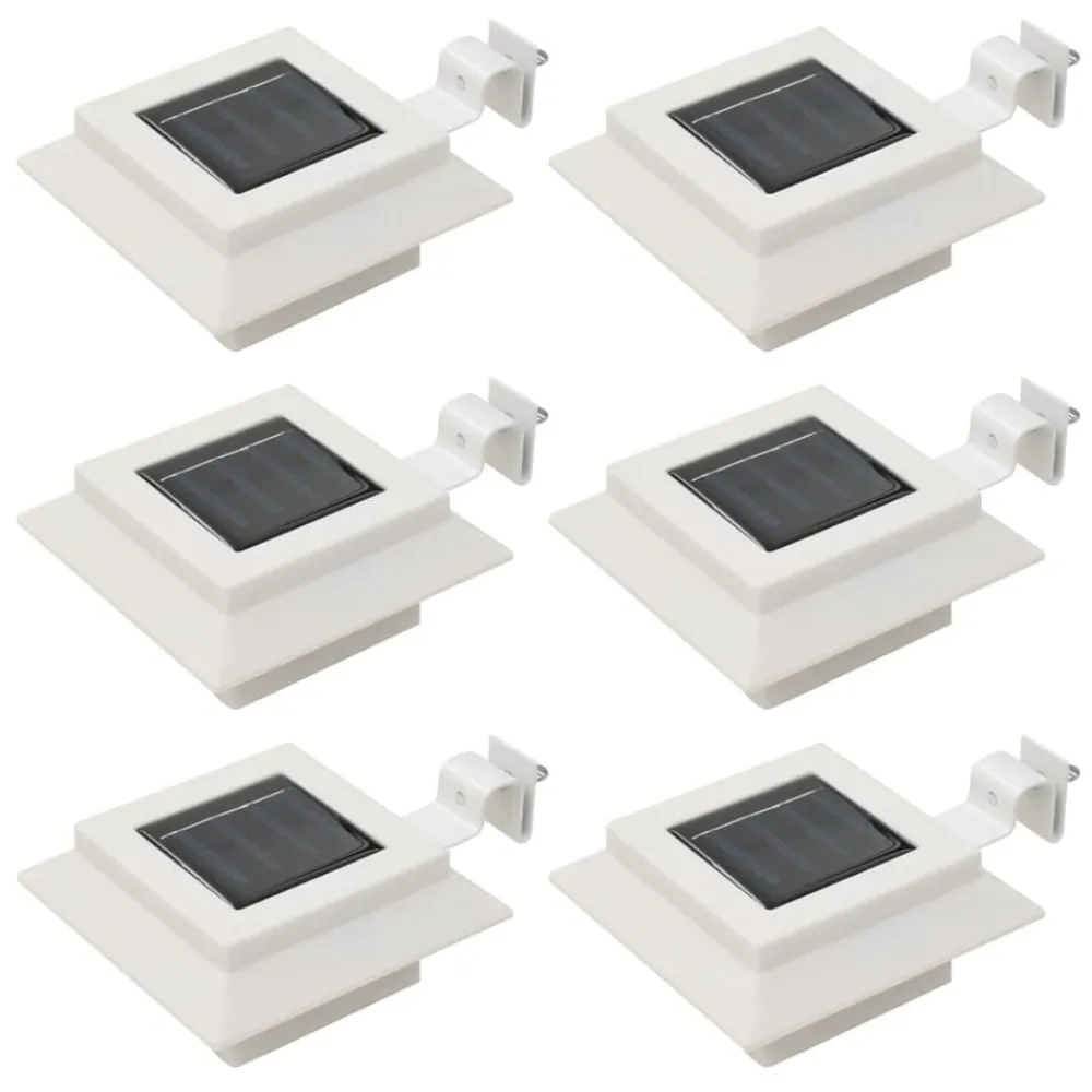 Luminaires-vidaXL Lampe solaire à LED carrée d'extérieur 6 pcs 12 cm Blanc