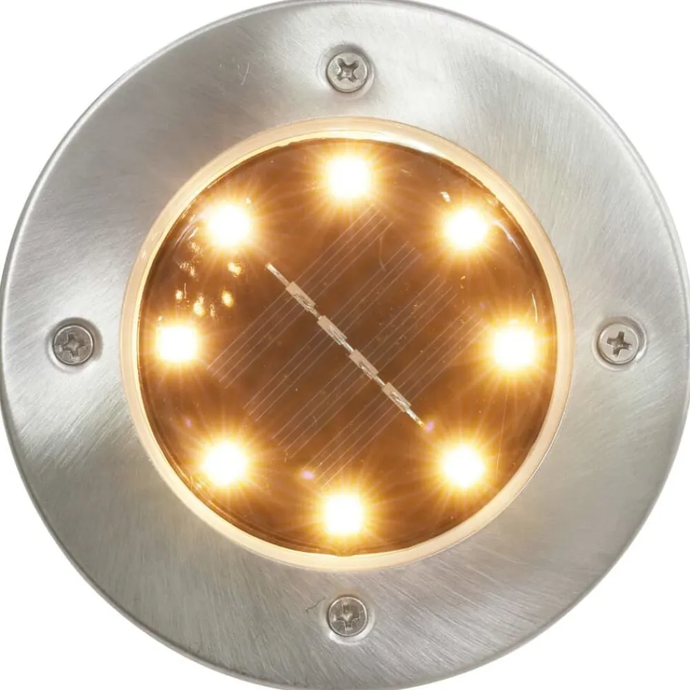 Luminaires-vidaXL Lampe solaire au sol 8 pcs Lumières LED blanches chaudes Blanc chaud