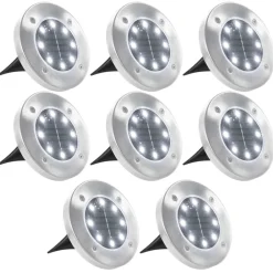 Luminaires-vidaXL Lampe solaire au sol 8 pcs Lumières LED hes Blanc