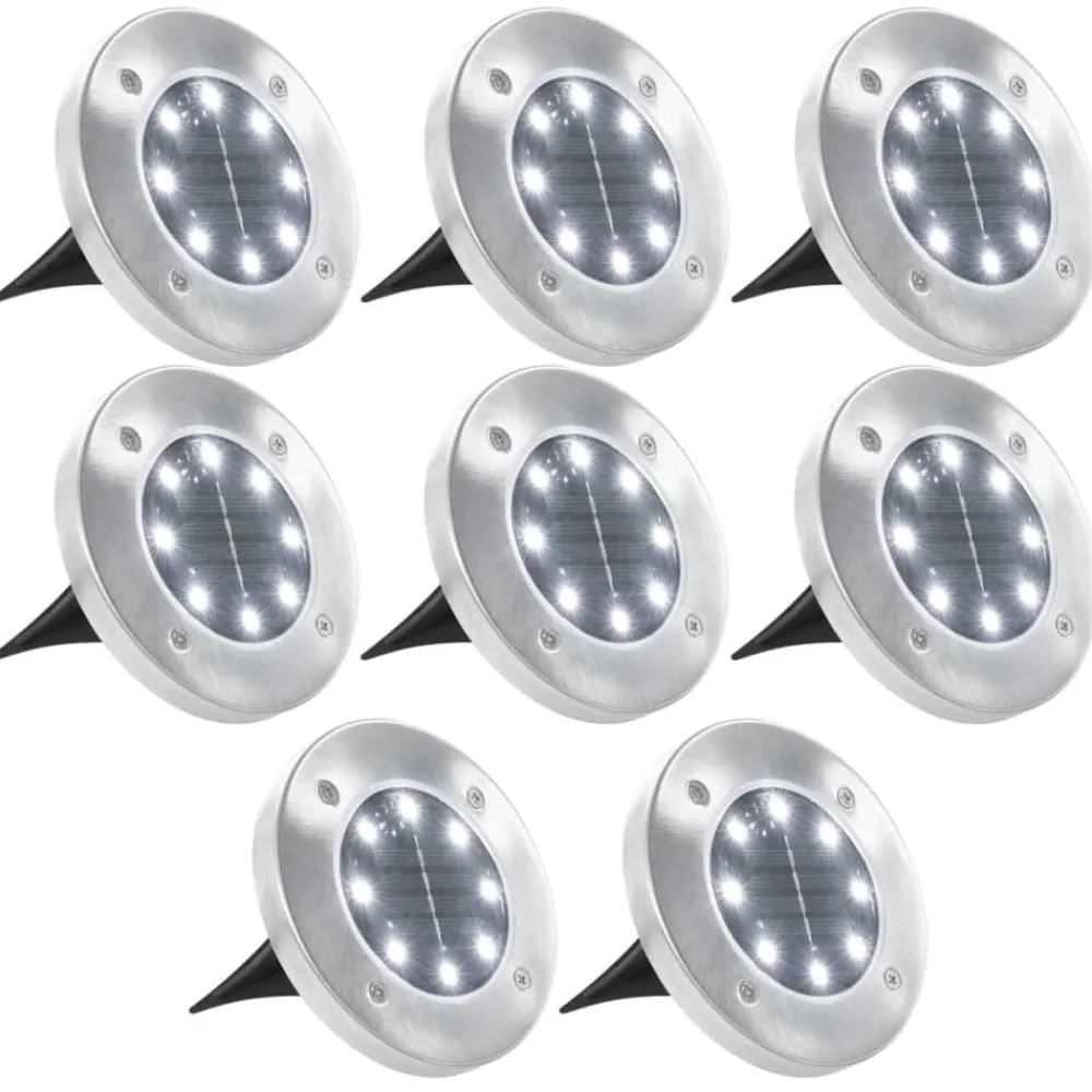 Luminaires-vidaXL Lampe solaire au sol 8 pcs Lumières LED hes Blanc