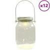 vidaXL Lampe solaire en verre d'extérieur 12 pcs blanc chaud