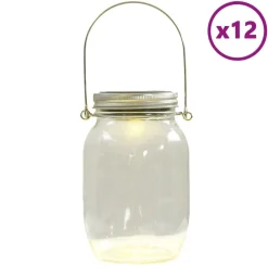 vidaXL Lampe solaire en verre d'extérieur 12 pcs blanc chaud