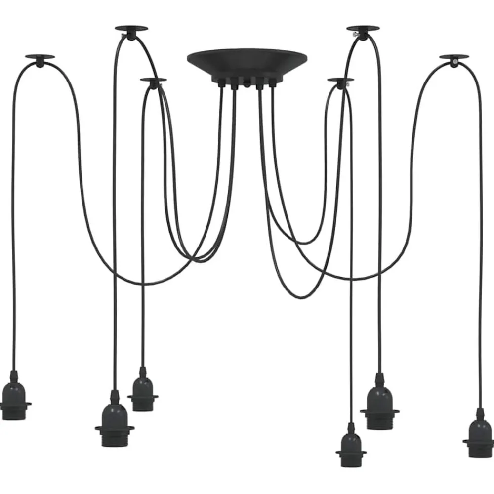 Luminaires-vidaXL Lampe suspendue avec 6 porte-lampes E27 noir métal