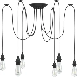 Luminaires-vidaXL Lampe suspendue avec 6 porte-lampes E27 noir métal