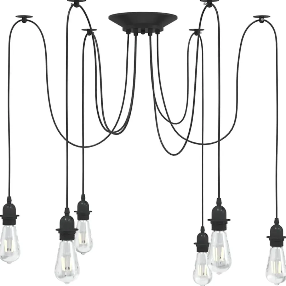 Luminaires-vidaXL Lampe suspendue avec 6 porte-lampes E27 noir métal