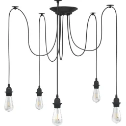 Luminaires-vidaXL Lampe suspendue avec 5 porte-lampes E27 noir métal
