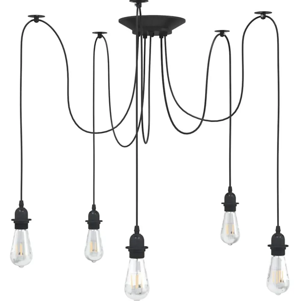 Luminaires-vidaXL Lampe suspendue avec 5 porte-lampes E27 noir métal