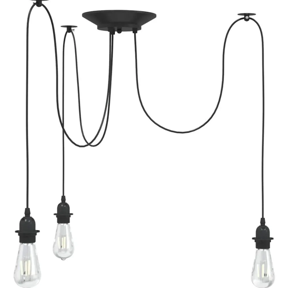 Luminaires-vidaXL Lampe suspendue avec 3 porte-lampes E27 noir métal