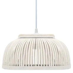 Luminaires-vidaXL Lampe suspendue Bambou 40 W 34x14,5 cm Demi-cercle E27 blanc de chaux