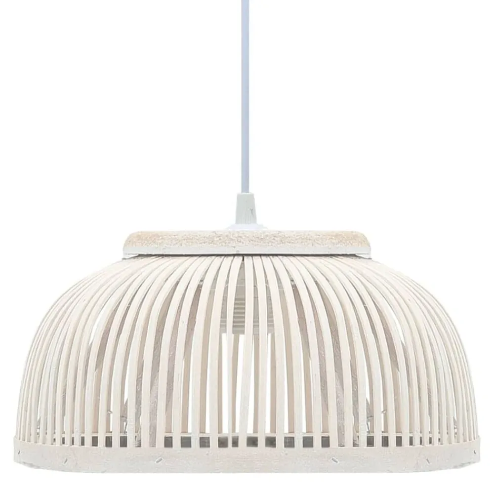Luminaires-vidaXL Lampe suspendue Bambou 40 W 34x14,5 cm Demi-cercle E27 blanc de chaux