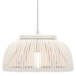 Luminaires-vidaXL Lampe suspendue Bambou 40 W 34x14,5 cm Demi-cercle E27 blanc de chaux