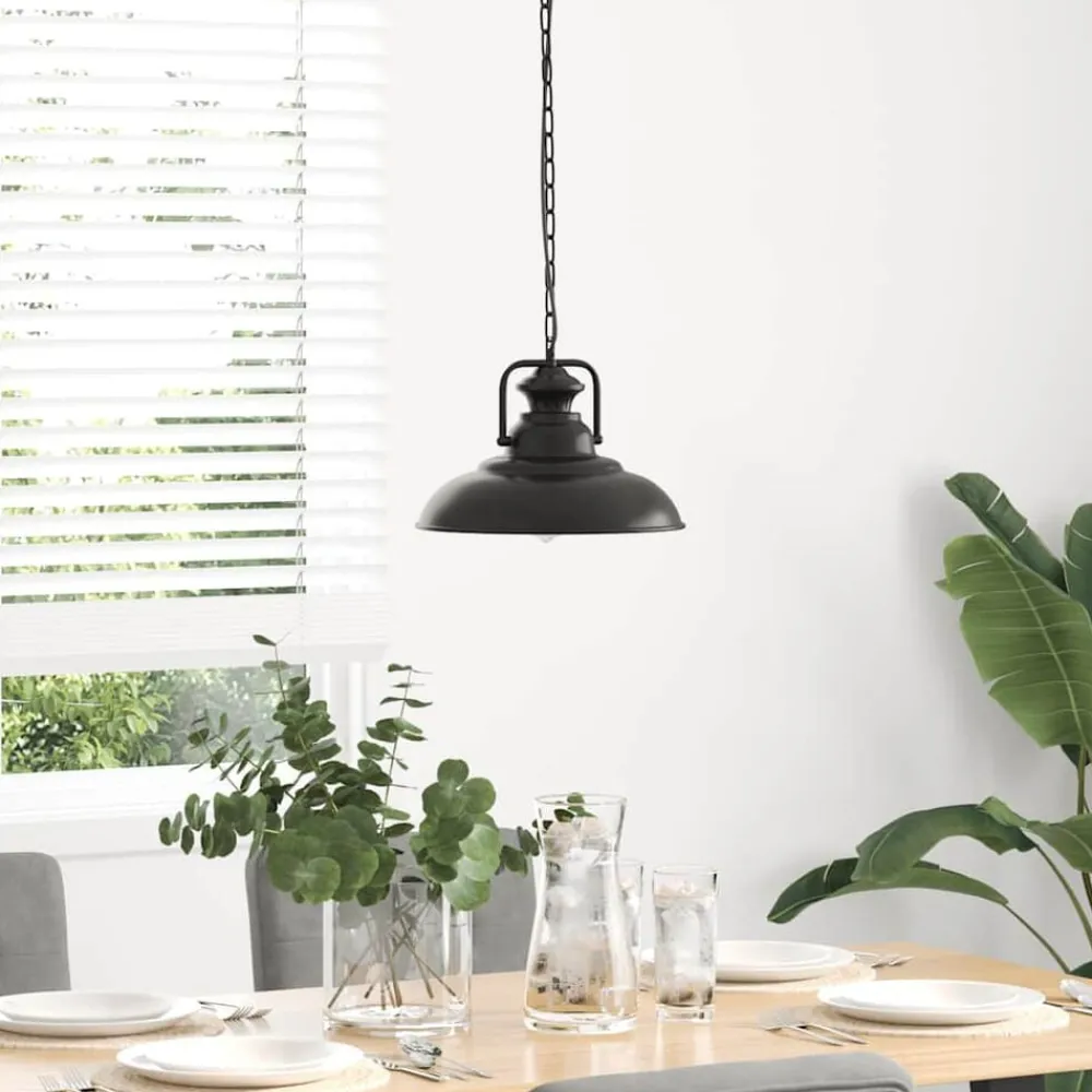 vidaXL Lampe suspendue E27 noir Ø 31 cm fer