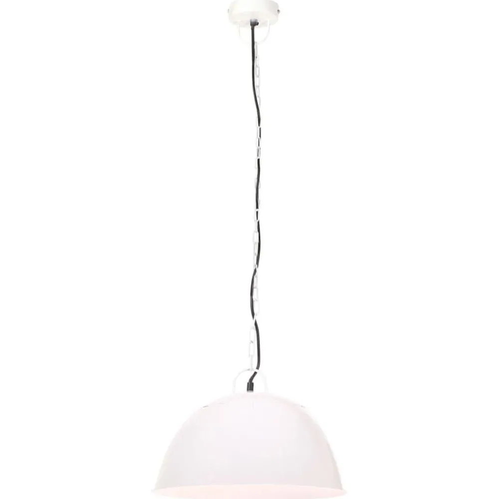 Luminaires-vidaXL Lampe suspendue industrielle vintage 25 W Rond 41 cm E27 Blanc