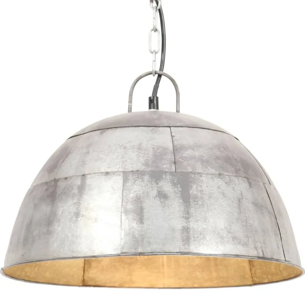 Luminaires-vidaXL Lampe suspendue industrielle vintage 25 W é Rond 41cm E27 Argent