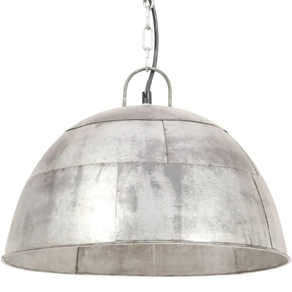 Luminaires-vidaXL Lampe suspendue industrielle vintage 25 W é Rond 41cm E27 Argent