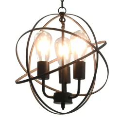 Luminaires-vidaXL Lampe suspendue Noir Sphère 3 ampoules E27