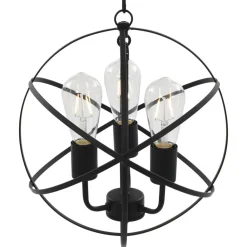 Luminaires-vidaXL Lampe suspendue Noir Sphère 3 ampoules E27
