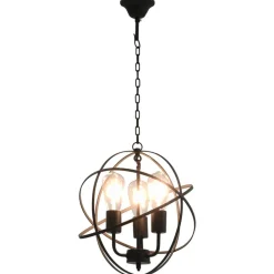 Luminaires-vidaXL Lampe suspendue Noir Sphère 3 ampoules E27