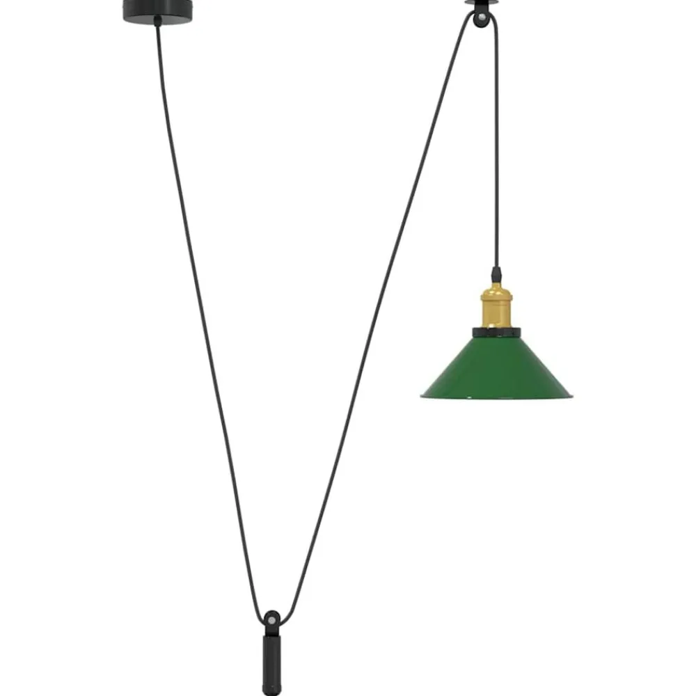 Luminaires-vidaXL Lampe suspendue réglable hauteur E27 Ø 22cm métal Vert brillant
