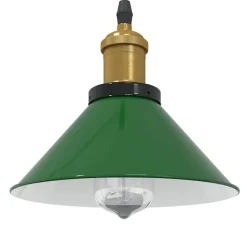 Luminaires-vidaXL Lampe suspendue réglable hauteur E27 Ø 22cm métal Vert brillant