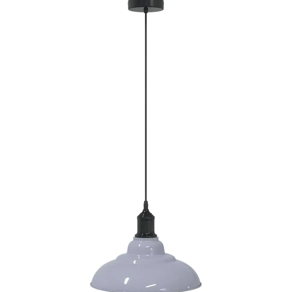 Luminaires-vidaXL Lampe suspendue réglable hauteur E27 Ø 31cm métal Gris brillant